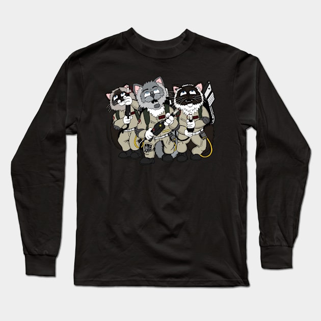 Ghostscratchers - Who you gonna caterwaul? Cat Mat Long Sleeve T-Shirt by TwistedKoala